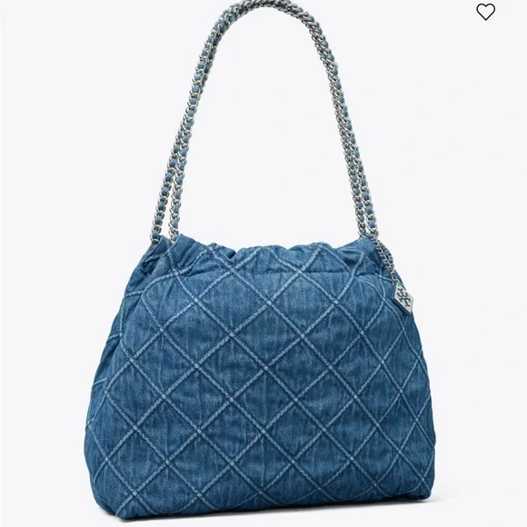 Tory Burch FLEMING SOFT DENIM HOBO BAG - Picture 1 of 6